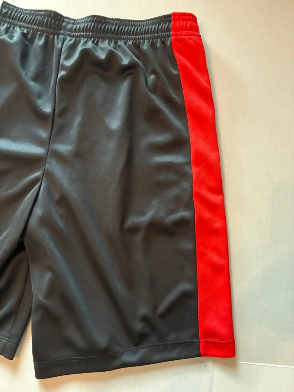 Boys Nike Black Shorts with Red Side Panels and White Swoosh - Picture 6 of 7